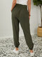 Bolso Liso Solto Casual Calças Para Mulheres - Exército verde