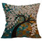 Housse de coussin 3D à Arbres avec Fleurs Colorées en Coton Lin Coussin de Canapé Décoration pour Sofa Maison - #3