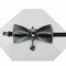 Foraml Bow Tie Velvet Fabric Hollow Geometric Crystal Pendant Bow Bolo Tie Vintage Jewelry for Men - Grey