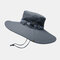 Mens Bucket Hat Outdoor Fishing Hat Climbing Mesh Breathable Sunshade Cap Oversized Brim With String - Dark Gray
