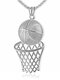 Trendy Hip Hop Basketball Hoop Basketball Pendant Titanium Steel Alloy Necklace - Silver