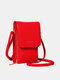 JOSEKO Women's Faux Leather Simple Mini Messenger Bag Multifunctional Phone Organizer - Red