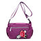 Women Nylon Flower Printing Shoulder Bags Light Crossbody Bags Outdoor Sports Messenger Bags - Purple