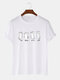 T-shirts à manches courtes en coton à col rond imprimé chat mignon pour hommes - blanc