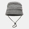 Washable Cotton Bucket Hat Mesh Breathable Leisure Fisherman Hat - Gray