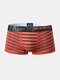 Ice Silk Striped Comfy Breathable Boxer Briefs For Men - Orange