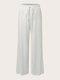 Plus Size Solid Color Elastic Waist Knotted Wide-leg Pants - White
