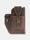 Men EDC Genuine Leather Keychain Holder 6.5 Inch Phone Bag Waist Bag Wallet - Coffee