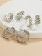 3 Pcs/Set Trendy Simple Twisted Hollow C-shaped Peach Heart Shape Iron Alloy Earrings - Silver