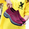 Women Sports Sneakers Breathable Hollow Platform Casual Shoes - Wine Red