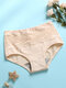 Multi Color Women Lace Cotton Comfy Breathable Antibacterial Mid Waist Panties - Nude