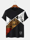 T-shirt a maniche corte da uomo con stampa patchwork con stampa geometrica Smile Collo - Nero