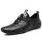 Men Hand Stitching Microrfiber Leather Breathable Non Slip Soft Casual Driving Shoes - Black