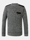 Mens Classical Vantage Chest Pockets Solid Color Warm Sweaters - Dark Gray