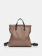JOSEKO Women's Artificial Leather Outdoor Casual Large Capacity Backpack Messenger Bag Handbag - Khaki