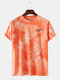 Mens Cool Gradient Color Character O-neck T-shirts - Orange