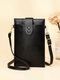 Women Vintage Multi-pocket  PU leather Clutch Bag Card Bag Phone Bag Crossbody Bag - Black