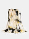 Women Cotton Linen Colorful Various Floral Print Sunshade Decorative Shawls Scarfs - Black