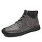 Men British Style Hand Stitching Anti-collision Toe Sock Ankle Boots - Grey