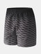 Men Gradient Geometry Twill Print Board Shorts Elastic Waist Soft Liner Swim Shorts  - Black