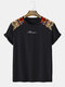 Camisetas masculinas com estampa geométrica étnica patchwork gola redonda manga curta inverno - Preto