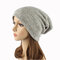 Women Autumn Winter Warm Knit Hat Outdoor Stripes Skullies Beanies Cap  - Grey