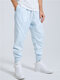 Mens Seam Detail Zip Cuff Solid Color Drawstring Jogger Pants - Blue