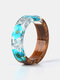 1 Uds vendimia anillo de hombre de flores secas de resina de madera informal - Azul claro