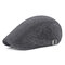 Men's Cotton Beret Cap Thin Leopard Cap Casual Visor Hat - Black
