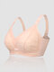 Women Flowery Lace Bowknot Wireless Full Cup Thin Bras - Nude