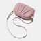 Women Genuine Leather 3 Zipper Pocket Fold Design Crossbody Bag - Pink