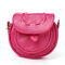 Casual Candy Color PU Leather Crossbody Bag - Rose Red