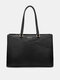 Women Faux Leather Fashion Multifunction Large Capacity Hardware Tote Handbag Shoulder Bag - Black