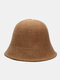 Women Woolen Cloth Solid Color Knitted Casual Warmth Bucket Hat - Camel