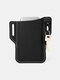 Men EDC Genuine Leather Retro 6.5 inch Phone Keychain Bag Belt Sheath - Black