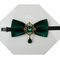 Foraml Bow Tie Velvet Fabric Hollow Geometric Crystal Pendant Bow Bolo Tie Vintage Jewelry for Men - Green