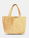 Geometric Figures Cotton Multi-colour Large Capacity Handbag Shoulder Bag Tote - Yellow