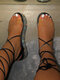 Women Casual Transparent Sequined Platform Strappy Sandals - Black