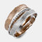 Vintage Hit couleur géométrique métal strass anneau multi-couche enroulement diamant bague Chic bijoux - Or