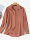 Solid Corduroy Long Sleeve Lapel Shirt For Women - Pink