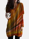 Colorful Tie-dye Print V-neck Long Sleeve T-shirt - Orange