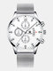 14 Colors  Alloy Mesh Band Men Business WatchDecorated Pointer Calendar Quartz Watch - Silver Band White Dial Silver Po