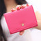 Women PU Leather Card Holder Coin Bag Cute Trifold Wallet  - Rose Red
