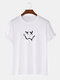 Camisetas masculinas 100% algodão com estampa careta gola redonda de manga curta - Branco