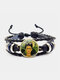 Adjustable Men Women Leather Bracelet Multi-Layer Hand-Woven Women Wearing Flowers Bracelet - #01