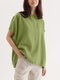 Solido manica corta girocollo Collo T-shirt casual ampia - verde