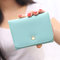 Women PU Leather Card Holder Coin Bag Cute Trifold Wallet  - Green