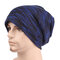 Men Waves Stripe Print Beanies Hat Casual Windproof Warm Bonnet Skullies Hats  - Navy