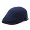 Men Women Retro Solid Cotton Linen Beret Hat Adjustable Casual Wild Forward Hat - Blue