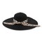 Women Foldable Ribbon Sunscreen Bucket Straw Hat Outdoor Casual Travel Beach Sea Hat - Black
